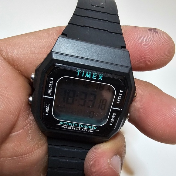 Timex TW5M55600 Step/Activity Tracker Indiglo Chronograph Black Resin Strap Work - Picture 3 of 7